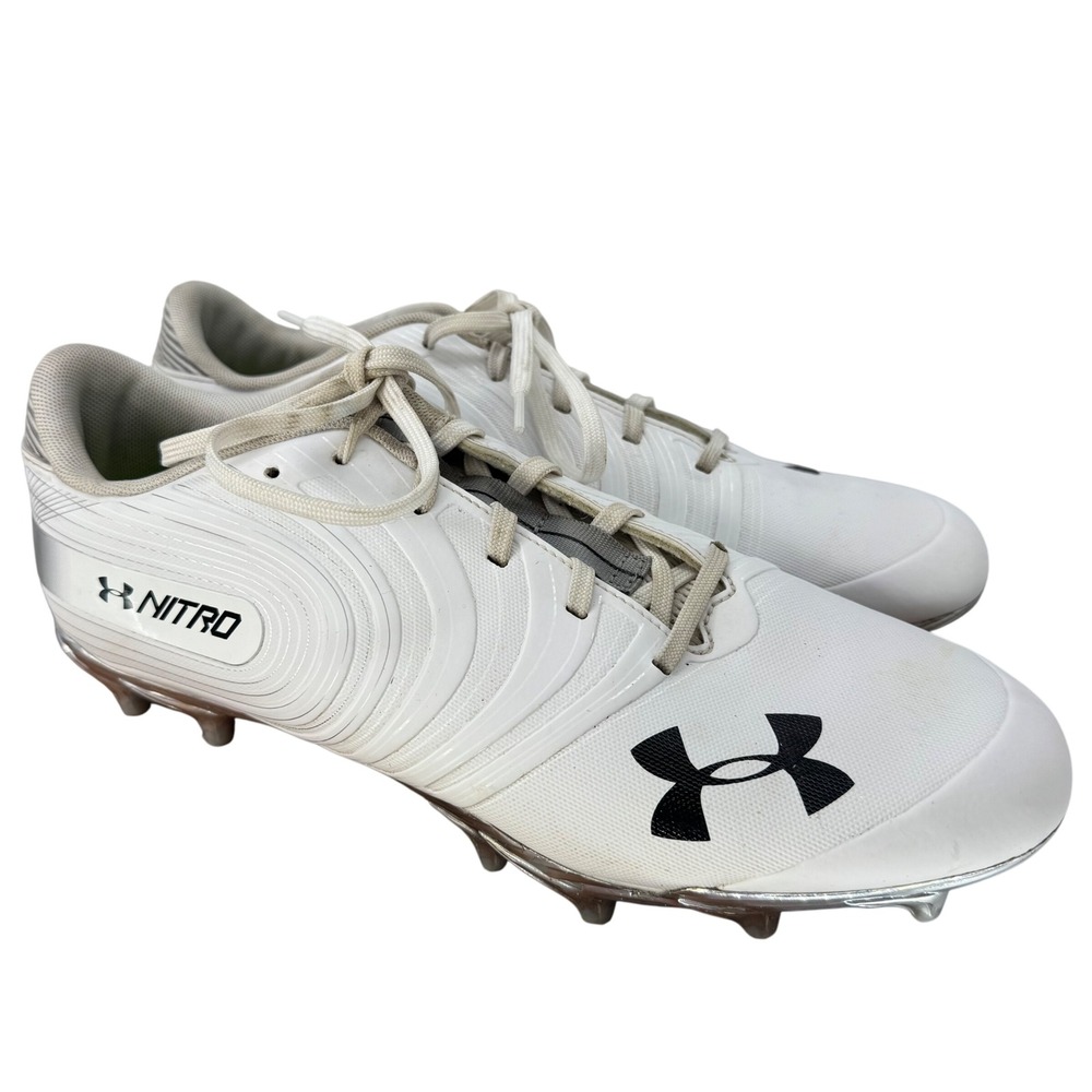 Under Armour Nitro Low MC Football Cleats White Silver Mens Size 12.5 Athletic